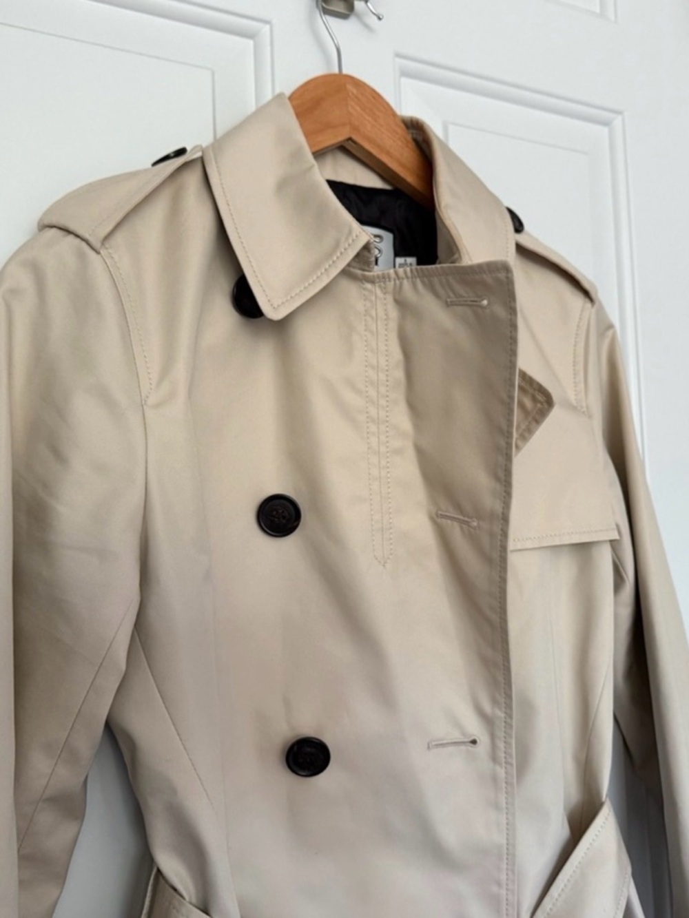 Coach Beige Double-Breasted Trench Coat with Belt - Picture 11 of 11